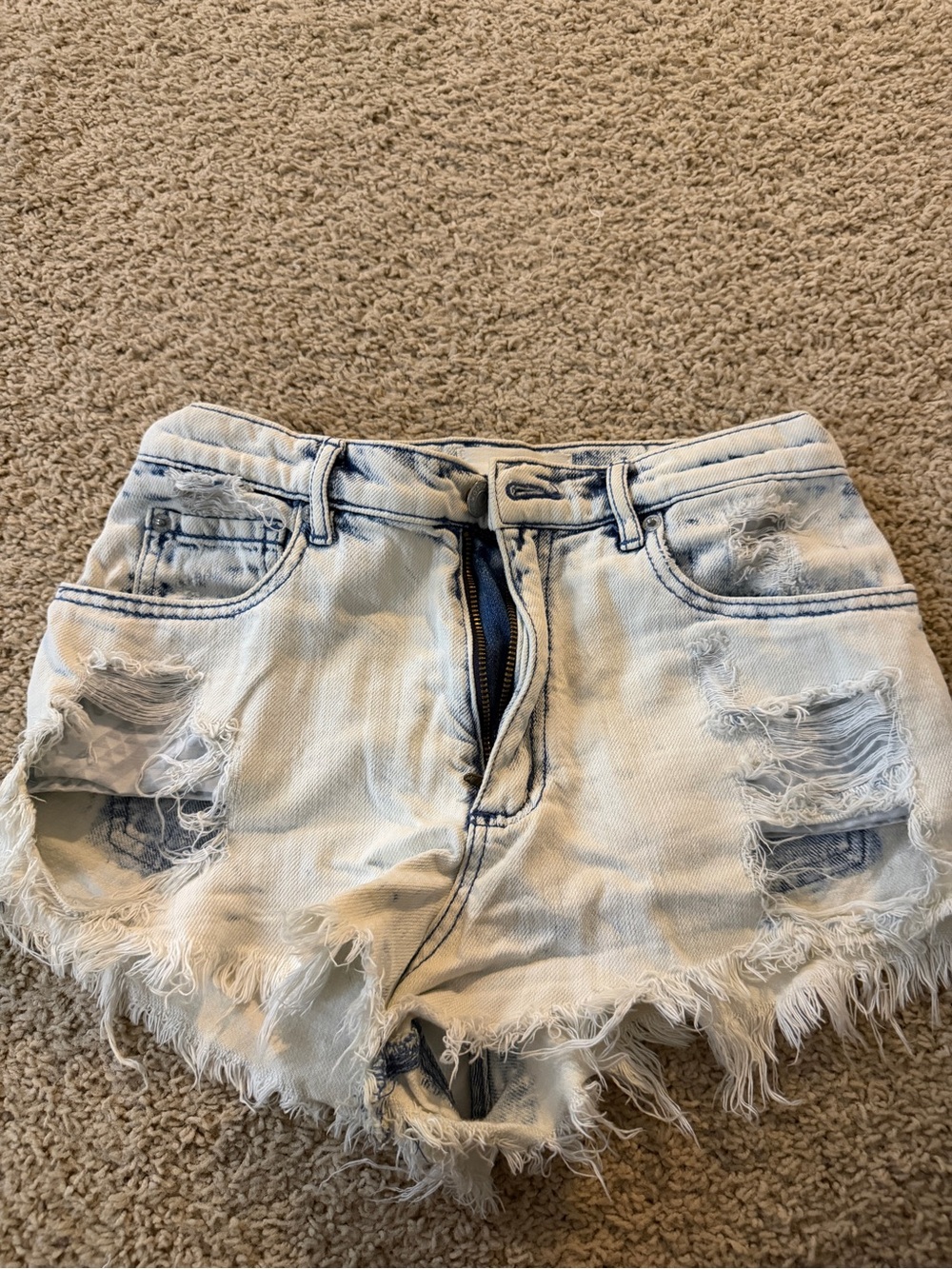 Garage Pale Blue Distressed Denim Cutoff Shorts
